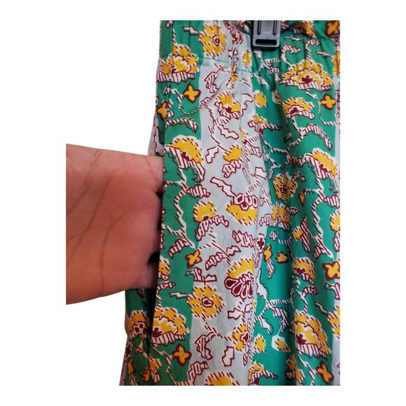 Rhode Target Skirt Large Cotton Ruffle Tier Midi Whimsical Floral Stripe Green - Picture 6 of 9